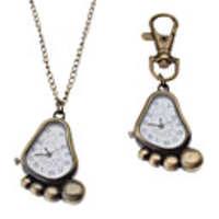 Unisex Sole Style Alloy Analog Quartz Keychain Necklace Watch (Bronze)