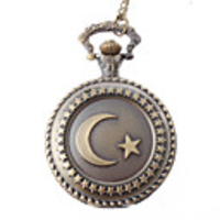 Unisex Star and Moon Style Steel Analog Quartz Pocket Watch (Bronze)