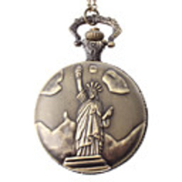 Unisex Statue of Liberty Style Steel Analog Quartz Pocket Watch (Bronze)