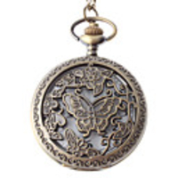 Unisex Steel Analog Quartz Pocket Watch with Butterfly (Bronze)