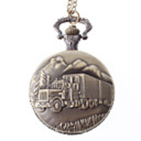 Unisex Train Style Steel Analog Quartz Pocket Watch (Bronze)