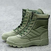 Unisex Trainers Athletic Shoes Flat Heel Round Toe Booties Ankle Boots Casual Daily Outdoor Hiking Shoes Walking Shoes Leather Buckle Lace-up Solid Colored Black Green / Booties / Ankle Boots