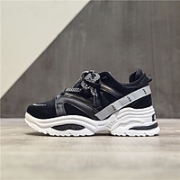 Unisex Trainers Athletic Shoes Flat Heel Round Toe Sporty Athletic Outdoor Running Shoes Walking Shoes Mesh Lace-up Color Block Black Red