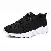 Unisex Trainers Athletic Shoes Sporty Casual Athletic Daily Running Shoes Walking Shoes Mesh Breathable Black / Gold Black and White Black Spring Summer