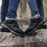 Unisex Trainers Athletic Shoes Sporty Outdoor Walking Shoes Suede Warm Non-slipping Wear Proof Black and White Wine Black / Red Winter