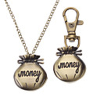 Unisex Wallet Style Alloy Analog Quartz Keychain Necklace Watch (Bronze)