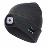 unisex warm beanie hat led flashlight wireless bluetooth smart cap headset headphone speaker mic for hunting,  camping,  jogging and more (grey)