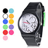 Unisex Wrist Style Rubber Analog Quartz Watch (Balck)