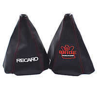 Universal JDM Style Manual Bride Recaro PVC Shift Lever Knob Boot Cover Shift Knob Collars With Red Stitching