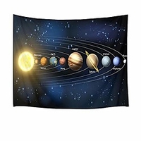 universe tapestry planets and stars in solar system wall hanging space tapestries for bedroom living room dorm party wall decor, 80wx60h inches miniinthebox