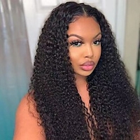 Unprocessed Virgin Hair 13x4 Lace Front Wig with Baby Hair Middle Part Brazilian Hair Deep curly Natural Black Wigs with Natural Hairline Coloring With Bleached Knots miniinthebox