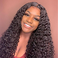 Unprocessed Virgin Hair 4x13 Closure Wig Middle Part style Brazilian Hair Burmese Hair Deep Curly Black Wig Soft Natural Hairline Coloring With Bleached Knots Bleached Knots Women
