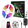 Upgrade 32ft 10M Music Synchronous Dimming Intelligent App Control Waterproof 5050 RGB LED Strip Light with IR24 Key Bluetooth Controller or with DC12V Adapter Kit