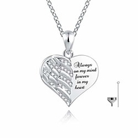urn necklace for ashes - 925 sterling silver angel wing heart cremation memorial keepsake pendant necklaces jewelry for human pets ashes (18)