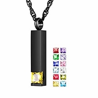 urn necklaces for human ashes birthstone cube cremation jewelry stainless steel with zircon memorial keepsake ashes jewelry-november