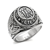 us military veteran ring - (silver color) war veteran jewelry military rings for army,  navy,  marines,  air force,  coast guard - officers military gear with flag decal emblem design. (9)