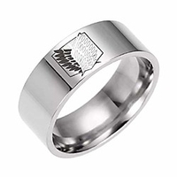 usa attack on titan giant legion flag titanium steel ring for men boy couple engagement promise ring band (silver,  10)