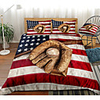 USA Flag Baseball Print 3-Piece Duvet Cover Set Hotel Bedding Sets Comforter Cover with Soft Lightweight Microfiber(Include 1 Duvet Cover and 1or 2 Pillowcases)