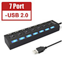 USB 2.0 HUB Multi USB Splitter 7 Port Expander Multiple USB 2 Hab Use Power Adapter USB2.0 Hub with Switch For PC