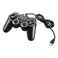 USB 2.0 Wired Double-Shock 2 Gaming Controller for PC (Black)