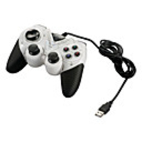 USB 2.0 Wired Double-Shock 2 Gaming Controller for PC (White)
