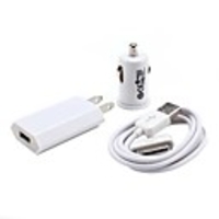 USB AC and Car Cigarette Charger with 100cm USB Cable for iPhone and iPod (US Plug)