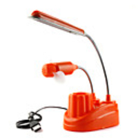 USB and LED Fan Desk Lamp 3 AA Orange