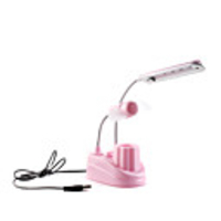 USB and LED Fan Desk Lamp 3 AA Pink
