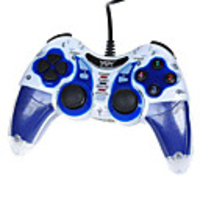 USB Dual-Shock Gaming Controller for PC (White Blue)