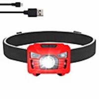 usb headlamp flashlight, led rechargeale waterproof headlamp, 500 lumen headlamp with red light, motion sensor, 5 lighting modes high power head lamp, adjustable headband light for fishing, running, hunting