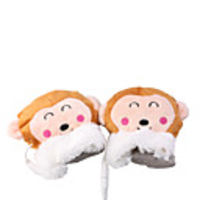 USB Heated Plush Wrist Hand Warmer Gloves - Monkey