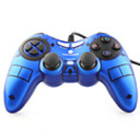 USB Wired Dual-Shock Gaming Controller for PC (Blue)