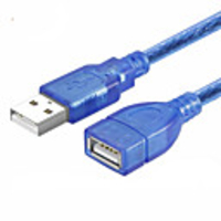 USB2.0 Extension Cable USB2.0 Male to Female Dual Shielding Anti-interference Data Transmission Cable 0.3/0.5/1/1.5/3/5/10m Transparent Blue