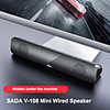 V-108 Strip Desktop Strip 3.5mm Stereo Wired Speaker Multi-media Sound Bar with Dual Speaker for PC / Laptop / Mobile Phone