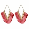 v-shaped tassel earrings bohemian statement fringe drop earrings geometric dangle for women daily wear wedding bridal christmas gifts,  deep pink