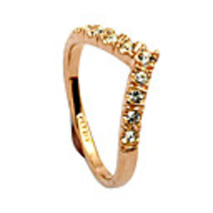 V Word Crystal Diamond Love Ring