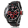 V6 Fashionable Black Case PU Quartz Watch For Men