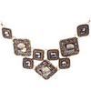 Various Square Gem Antique Gold Necklace