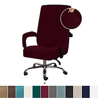 Velvet Computer Office Chair Cover Gaming Chair Stretch Chair Slipcover Black Plain Solid Color Durable Washable Furniture Protector miniinthebox