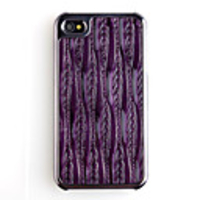 Vertical Stripes Pattern Leather Back Case Cover for iPhone 4 Purple