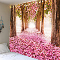 Very beautiful flower road landscape decoration cloth or tapestry or background