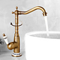 Victoria Rotatable / Standard Antique Brass Centerset Single Handle One HoleBath Taps-Bathroom Sink Faucet