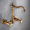 Victoria Antique Brass Bar / ­Prep Wall Mounted Traditional Kitchen Taps Two Holes-Kitchen faucet