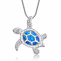 victoria jewelry [health and longevity] 925 sterling silver created blue opal sea turtle pendant necklace 18,  birthstone jewelry for women(blue) miniinthebox