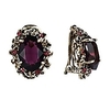 victorian style clip on earrings for women crystal floral cameo inspired oval earrings black antiqued-silver-tone