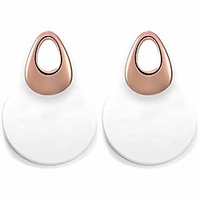 viennois round curved dangle earrings with matte paint discs for women jewelry gifts (white)