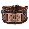 viking bracelet adjustable bangle - mens leather bracelet handmade with nordic amulet - tree of life jewelry