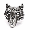 viking fenrir wolf head celtic triquetra stainless steel ring norse warrior amulet men women