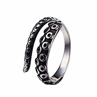 vintage adjustable octopus vintage ring stainless steel punk style jewelry silver black (silver black)