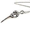 vintage antiqued silver crow raven skull necklace with stainless steel chain 18
